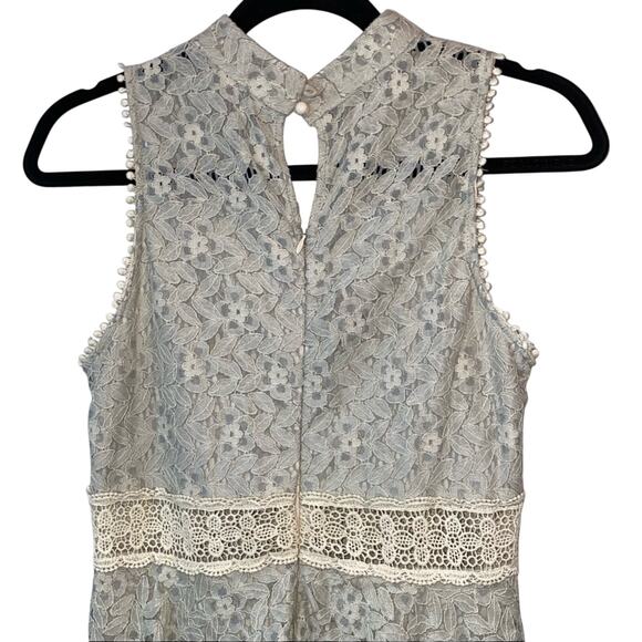 Altar’d State Gray & Cream Eyelet Sleeveless Dress - Picture 3 of 6